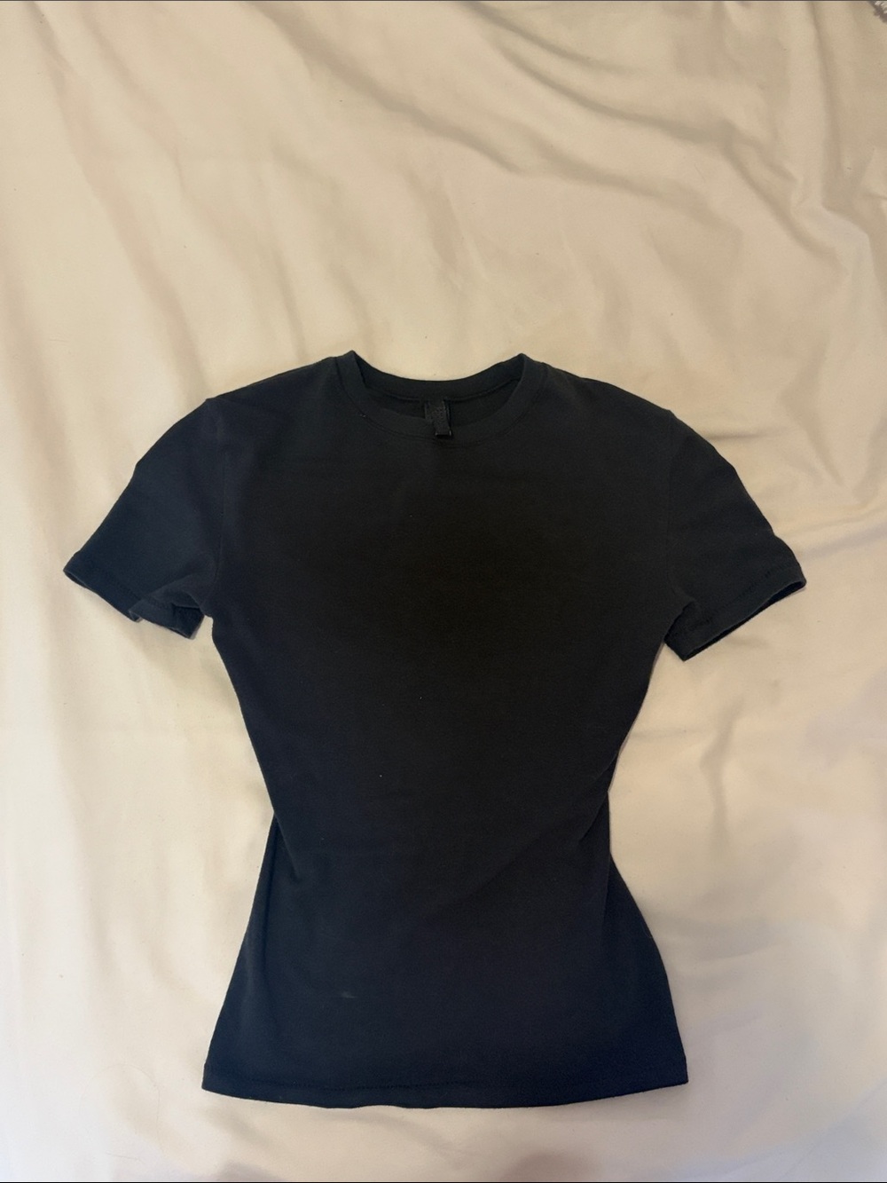 SKIMS Black Short Sleeve Crewneck Tee
